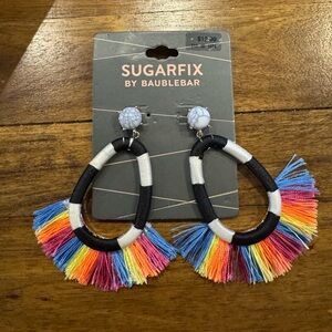 BaubleBar Sugarfix Rainbow Tassel Hoop Earrings